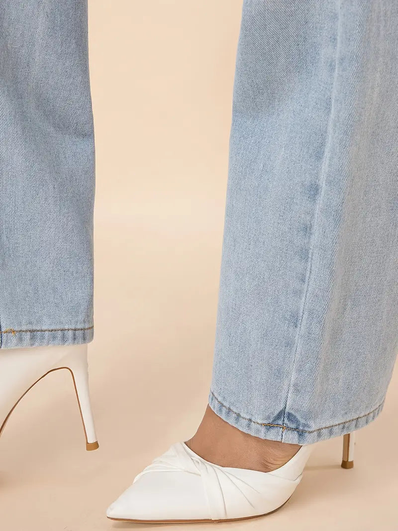 Light Blue High Waist Loose Fit Women's Denim Jeans