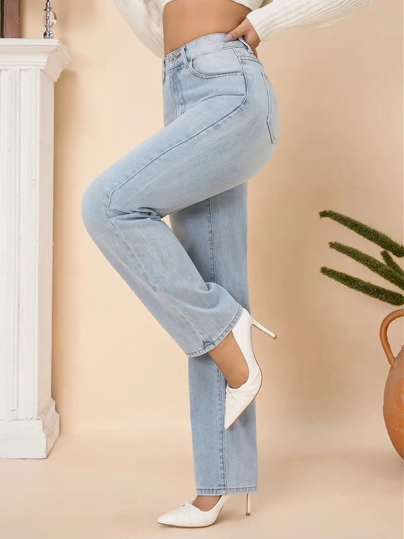 Light Blue High Waist Loose Fit Women's Denim Jeans