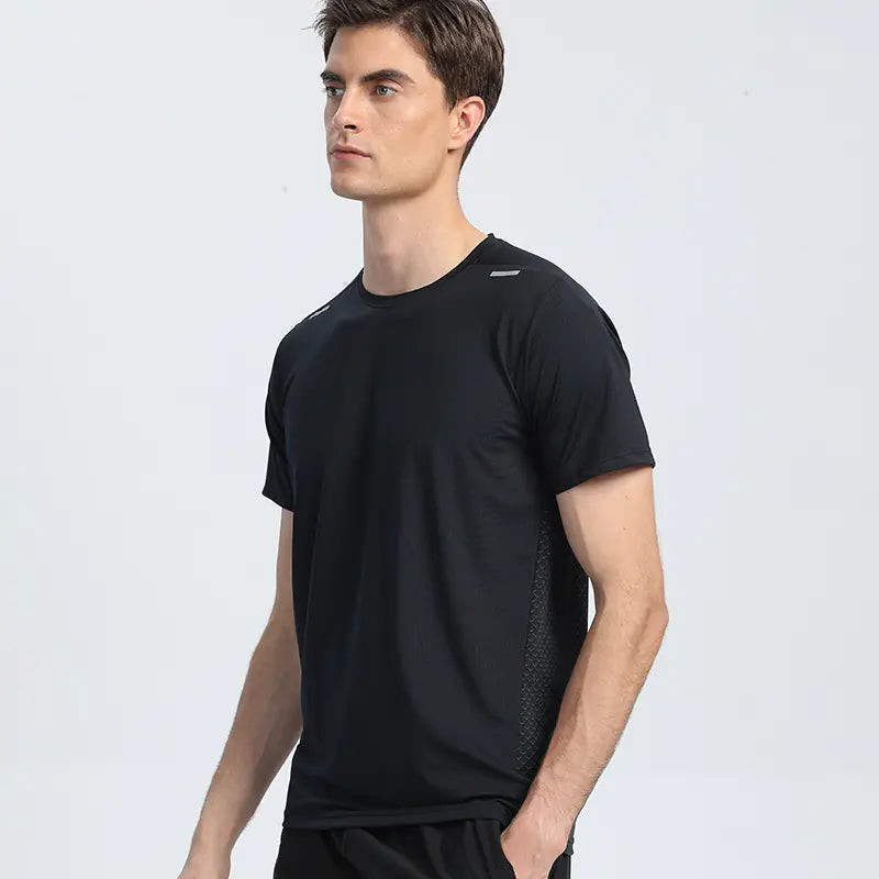 Men's Short Sleeve Reflective Sports T-Shirt - Quick Dry