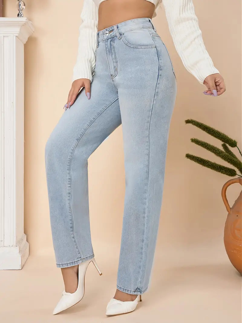 Light Blue High Waist Loose Fit Women's Denim Jeans