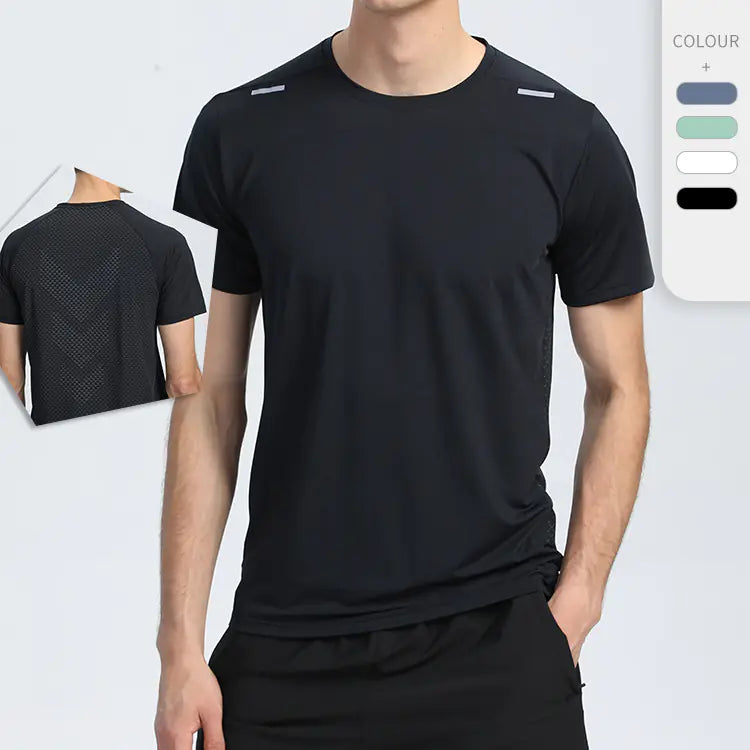 Men's Short Sleeve Reflective Sports T-Shirt - Quick Dry