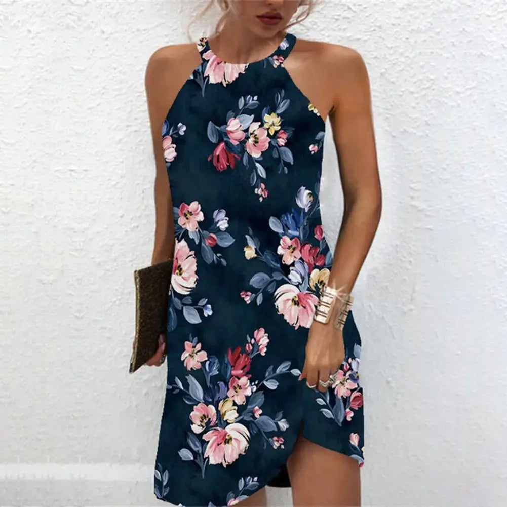 O-Neck Off Shoulder Sleeveless Beach Dress for Women