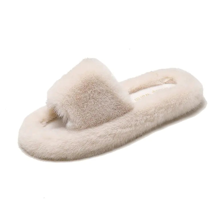 Suede Round Head Flat Wool Slippers for Ladies