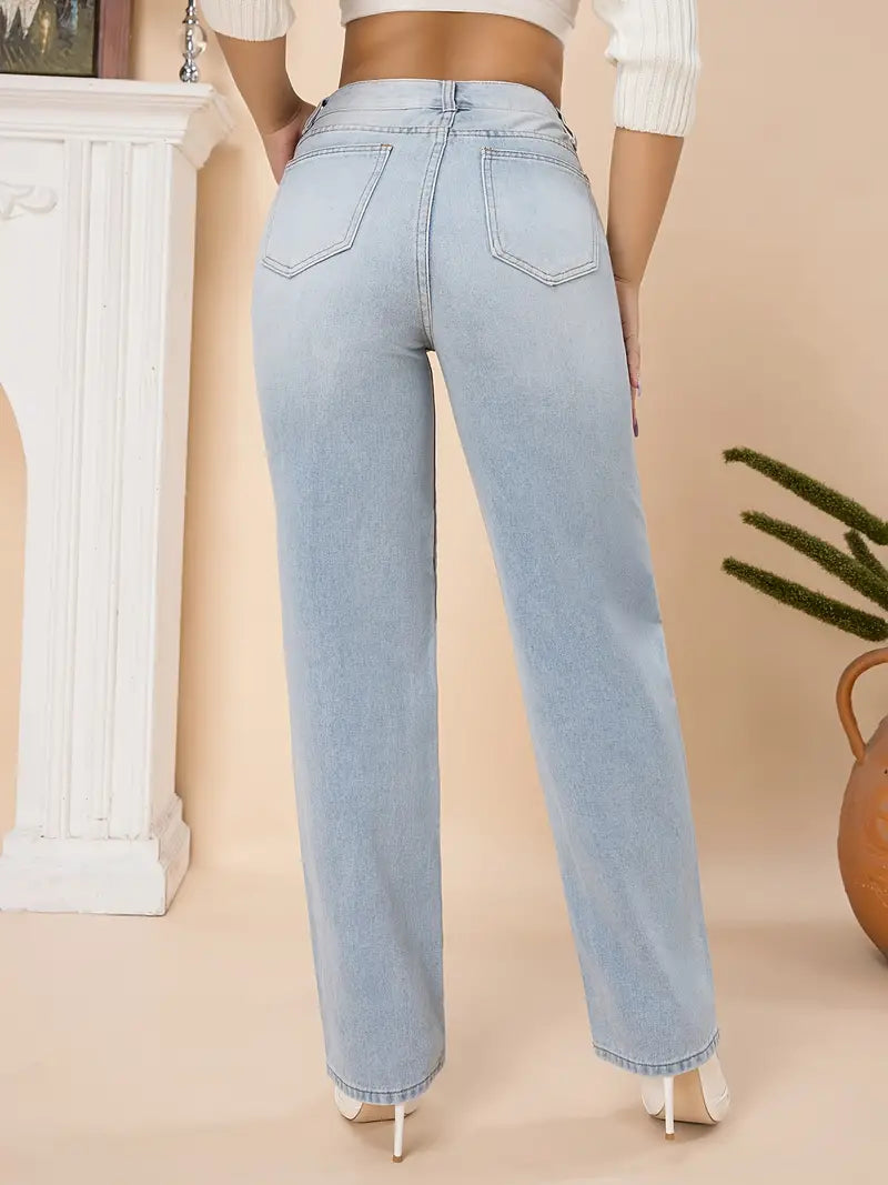 Light Blue High Waist Loose Fit Women's Denim Jeans