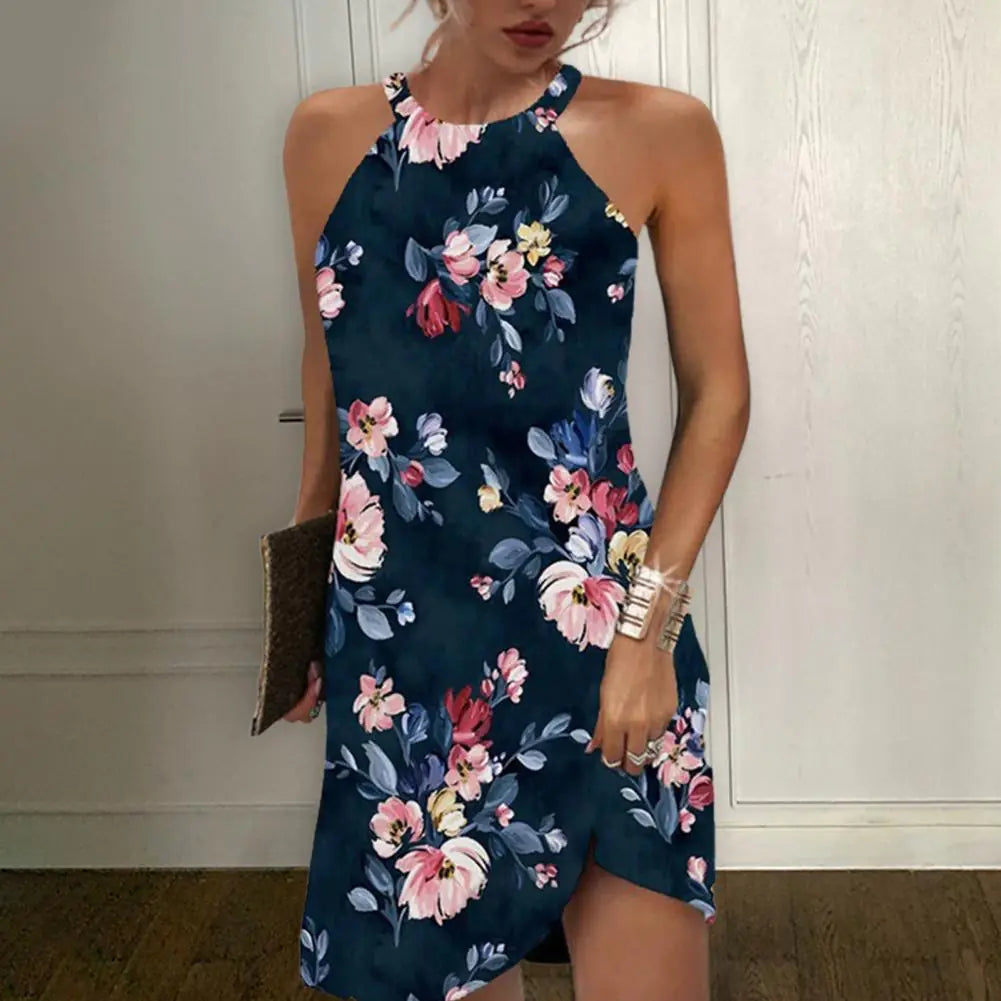 O-Neck Off Shoulder Sleeveless Beach Dress for Women