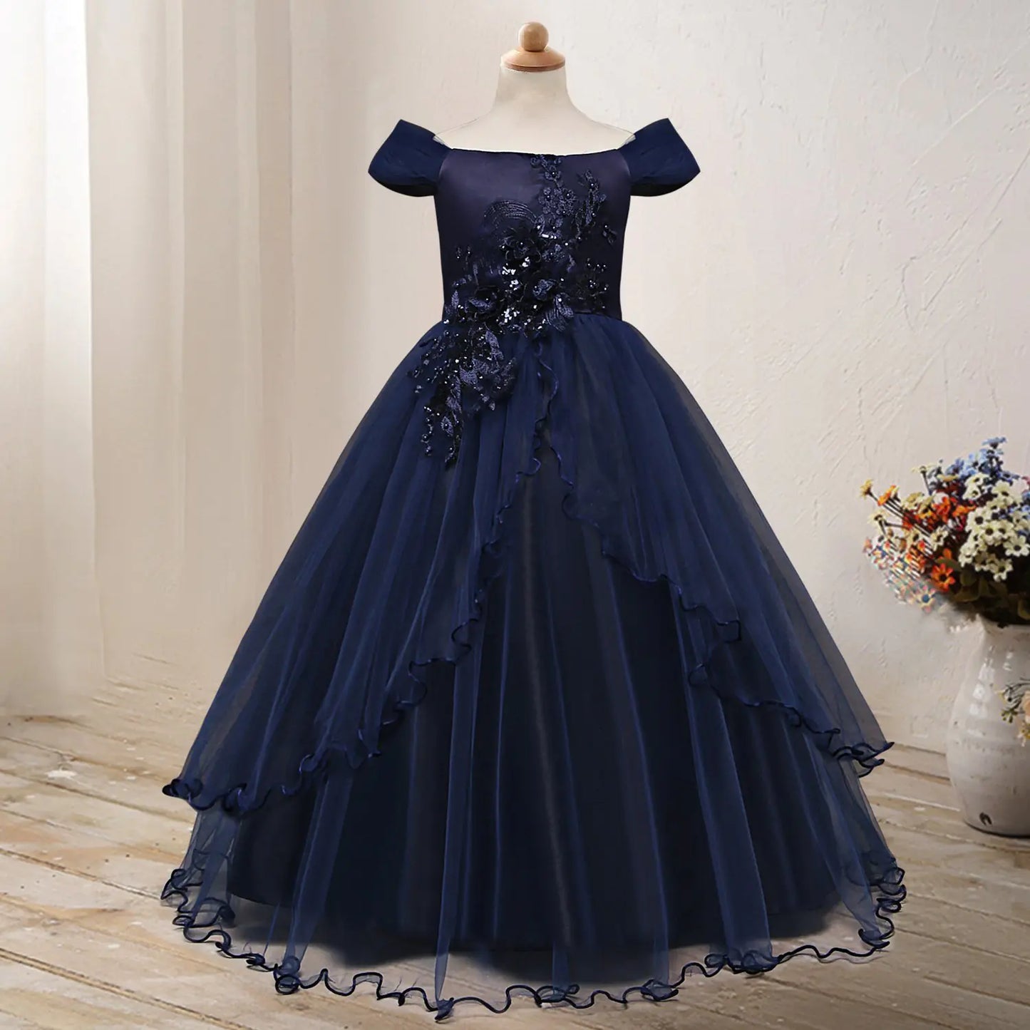 One-Shoulder Princess Flower Dress Costume