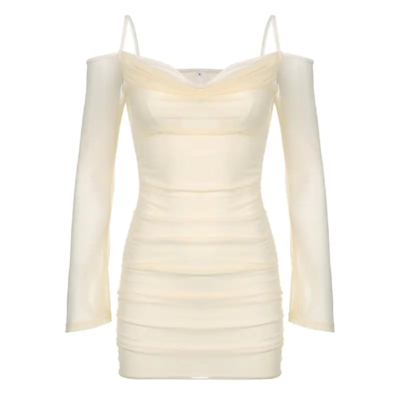 Off-the-Shoulder Long Sleeve Slim Hip Dress