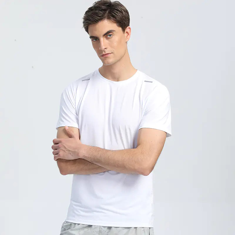 Men's Short Sleeve Reflective Sports T-Shirt - Quick Dry