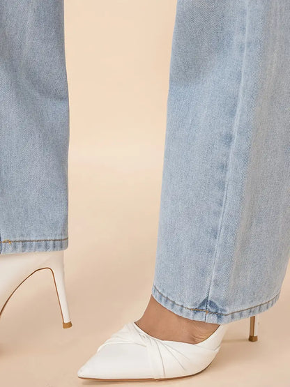 Light Blue High Waist Loose Fit Women's Denim Jeans