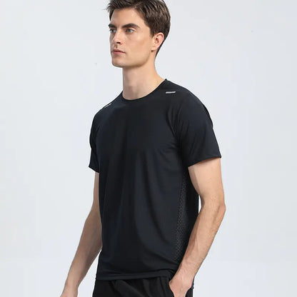 Men's Short Sleeve Reflective Sports T-Shirt - Quick Dry