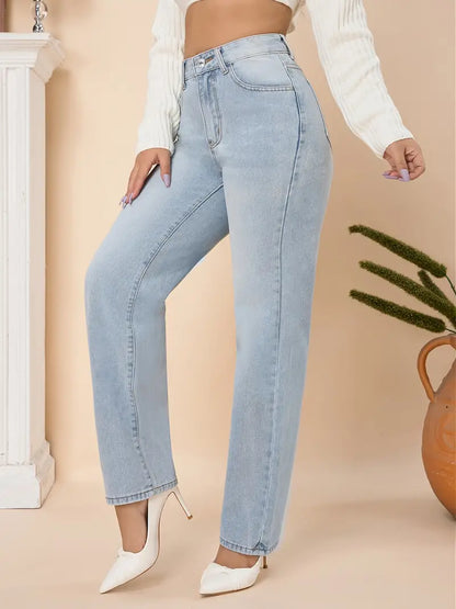 Light Blue High Waist Loose Fit Women's Denim Jeans