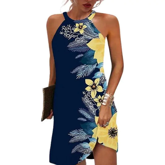O-Neck Off Shoulder Sleeveless Beach Dress for Women