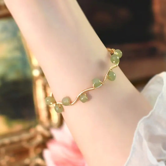 Natural Hetian Jade Wave Bracelet