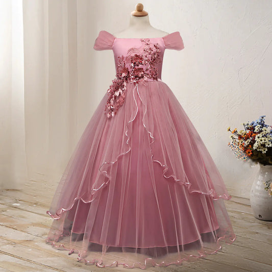 One-Shoulder Princess Flower Dress Costume