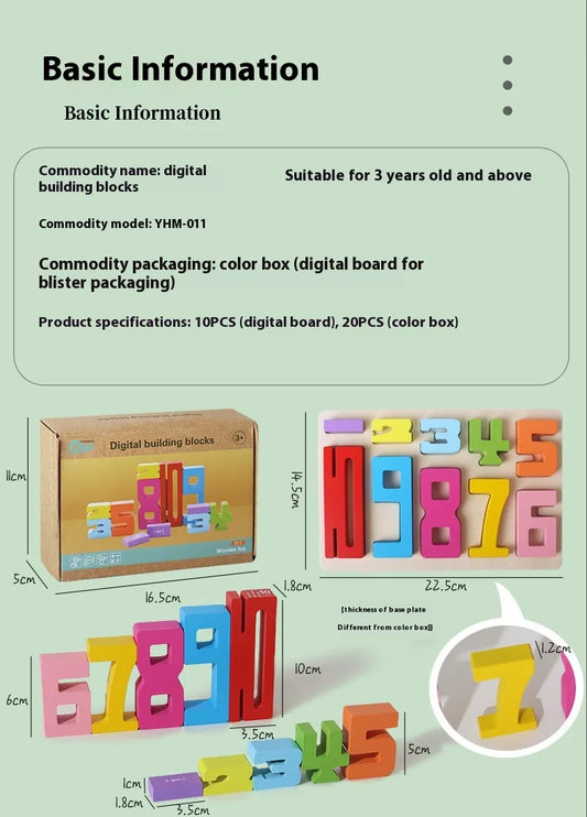 Wooden Digital Building Blocks Bricks Pro