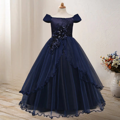 One-Shoulder Princess Flower Dress Costume