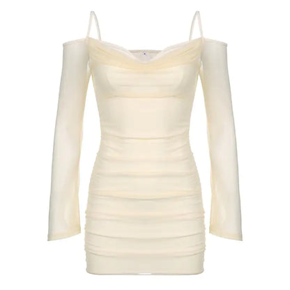 Off-the-Shoulder Long Sleeve Slim Hip Dress