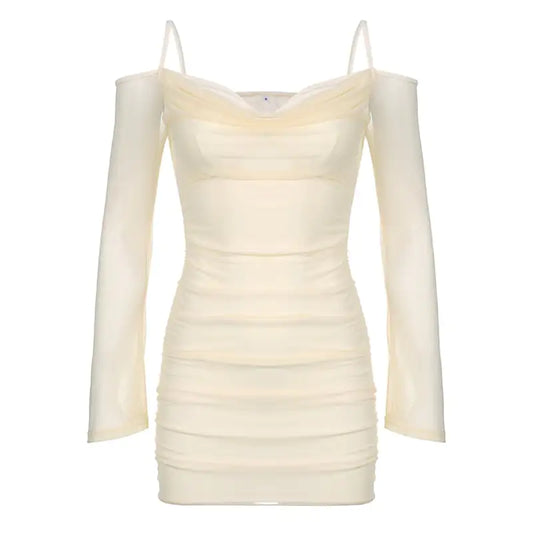 Off-the-Shoulder Long Sleeve Slim Hip Dress